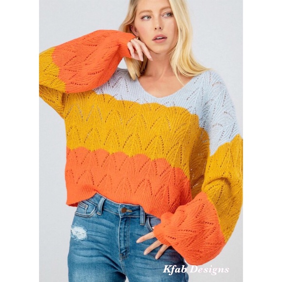 ❤️LAST! Joanna Ballon Sleeve Color block Sweater! - Picture 9 of 9